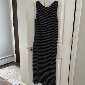Lauren Ralph Lauren Black and White Diagonal Stripe Sleeveless Maxi Dress